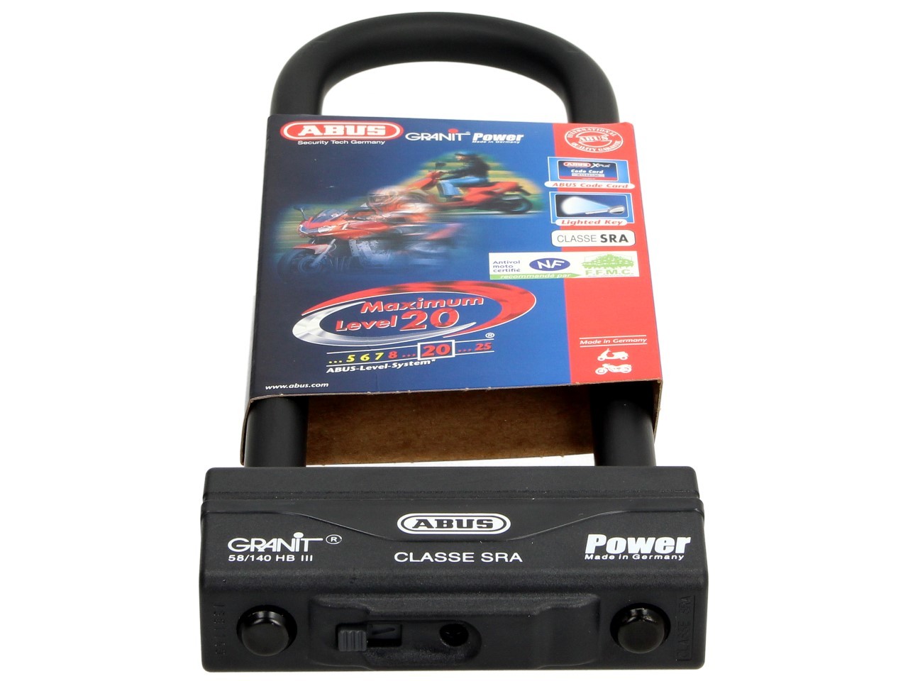 ABUS U-lock 260x83 Granit Power 58 for motorcycle, scooter & Vespa