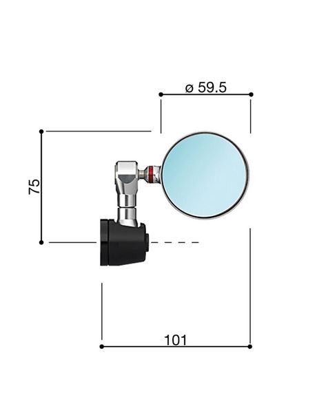 Handlebar end mirror RIZOMA "SPY-R" Ø 57 mm left or right for Vespa, black/silver anodized