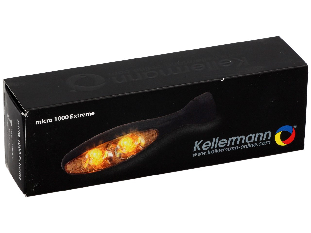 Kellermann turn signal, Micro 1000 Extreme, steel, LED, V/H, L/R, 12 V, black satin, M8x20