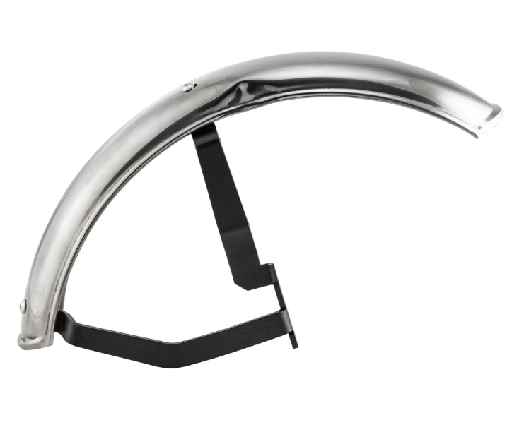 Mudguard 2.0 Garelli for Vespa PX 80-200cc, stainless steel polished, holder black