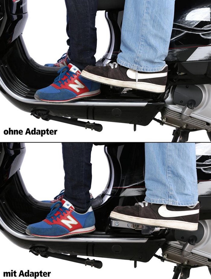Footrest adapter pillion for Vespa GTS/GTS Super/GTV/GT 60/GT/GT L 125-300ccm, chrome