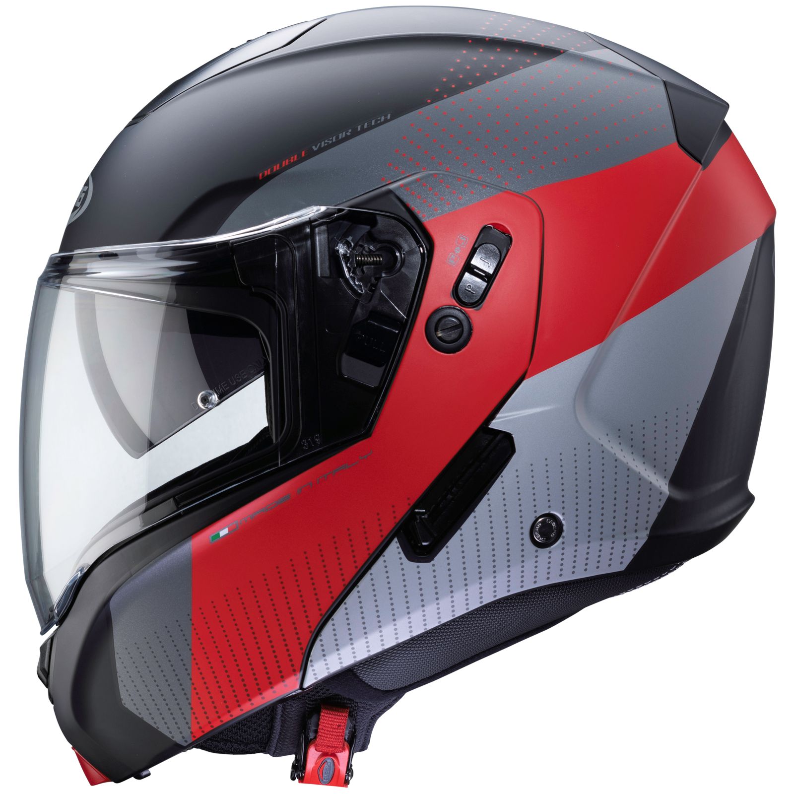 Caberg Helmet Horus Scout, matte black / fluo red gray