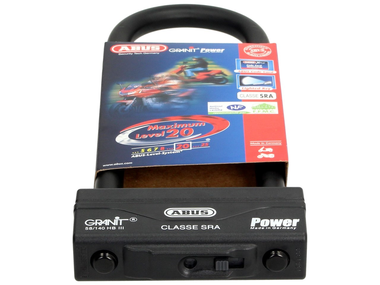ABUS U-lock 260x83 Granit Power 58 for motorcycle, scooter & Vespa