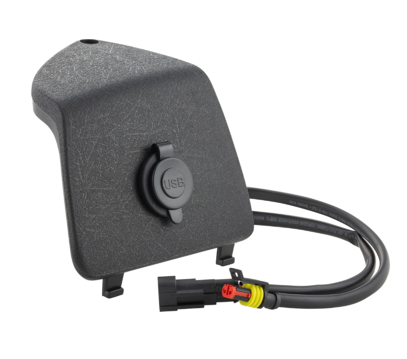 Luggage compartment cover left with USB connection for Vespa GTS/GTS Super/GTV/GT, black