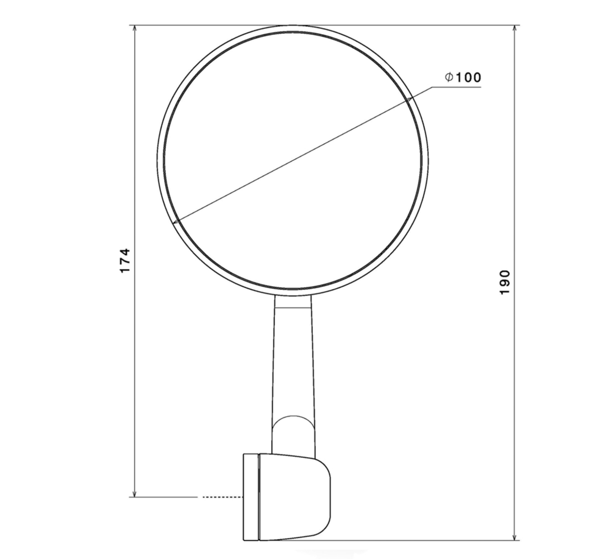 Handlebar end mirror RIZOMA "SPIRIT RS" for Vespa LX/LXV/S/GTS/GTS Super/GTV/GT 60/GT/GT L
