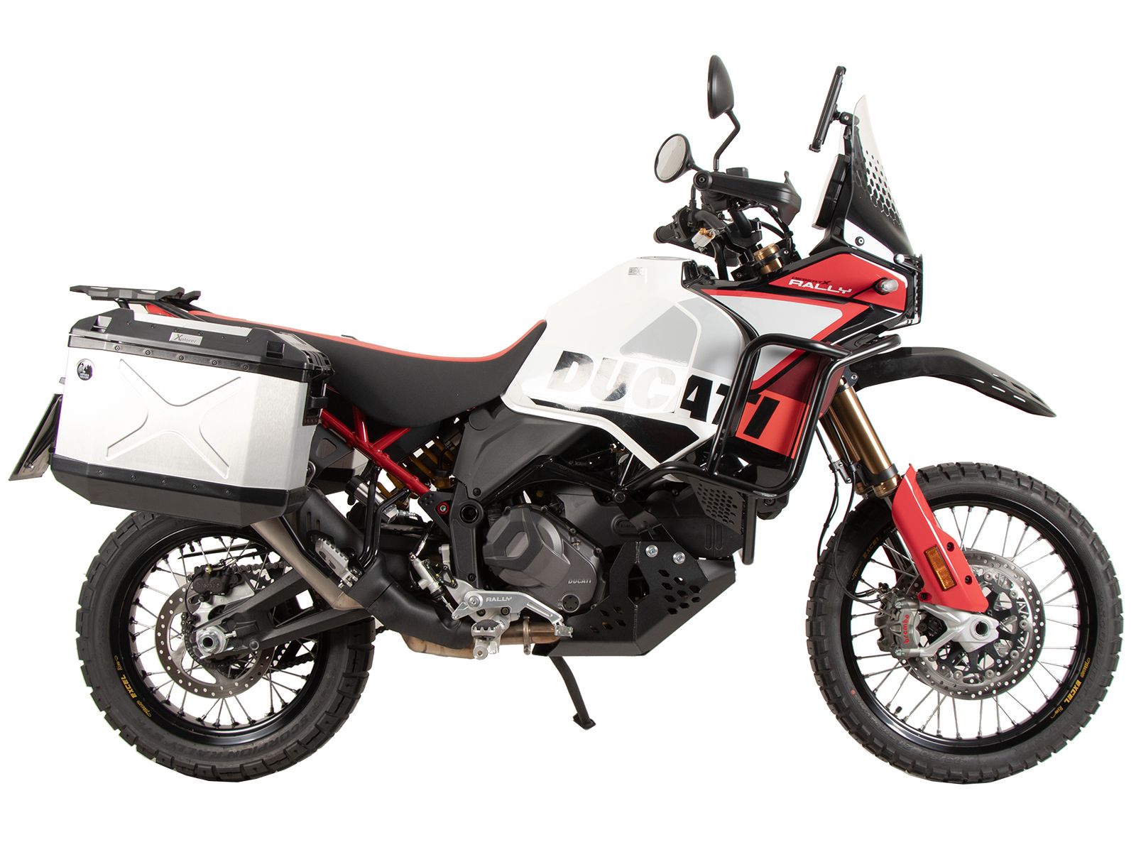 Case carrier set Cutout carrier incl. case set Xplorer Cutout silver for Ducati Desert X Rally (24-)