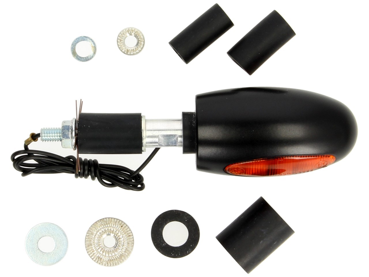 Kellermann turn signal, BL 1000 yellow, brass, halogen, VR/VL, 12 V, 21 W, black satin finish