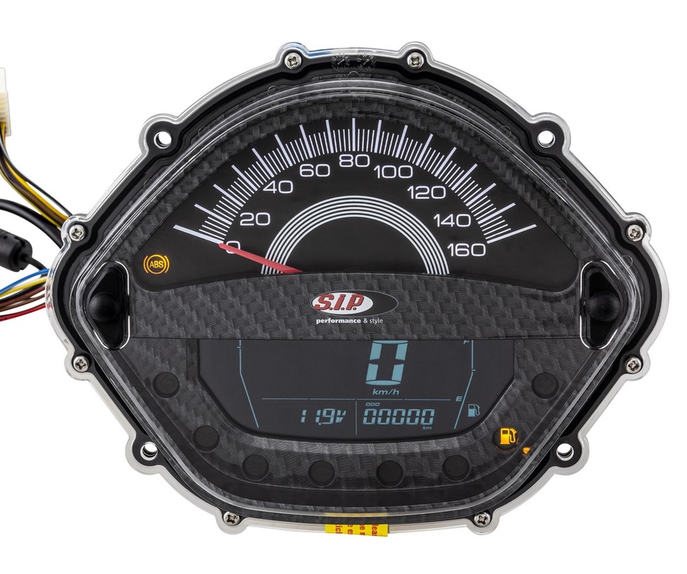 Tachometer/Speedometer for Vespa GTS/GTS Super/GTS SuperSport, i.e., 125-300cc (-'14), carbon-look