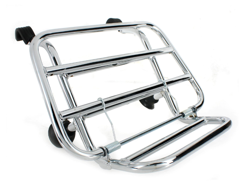 Luggage rack front for Vespa GTS/GTS Super/GTV/GT 60/GT/GT L 125-300ccm, foldable, chrome