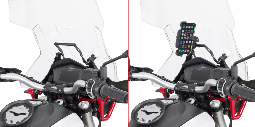 Bracket for mounting on the windshield for Navi / Phone for Moto Guzzi V85 TT (Bj.19-) Givi