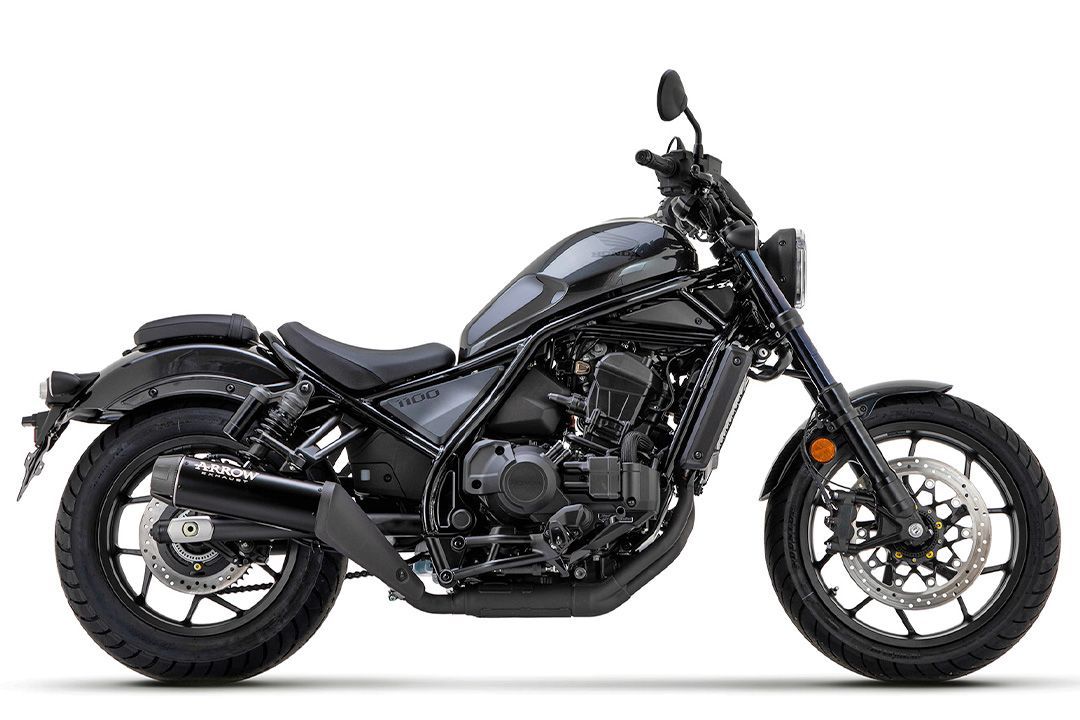 ARROW Exhaust REBEL DARK Slip-On with carbon end cap for Honda CMX 1100 Rebel (21-25)
