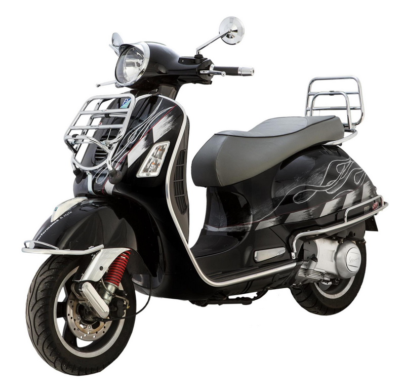 Rear luggage rack for Vespa GTS /GTS Super /GTV /GT 60, 125-300cc, folding, chrome