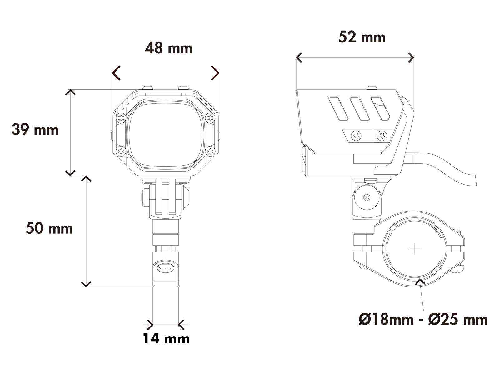 LED auxiliary headlight Nova incl. universal mounting for tube Ø18-25mm Hepco & Becker