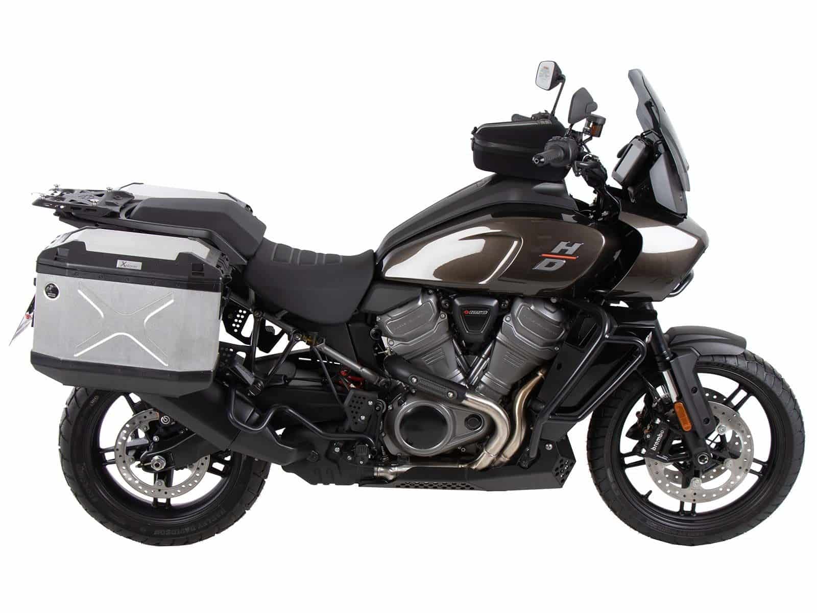 Case carrier set Cutout incl. case set Xplorer Cutout silver for Harley Davidson Pan America (21-)