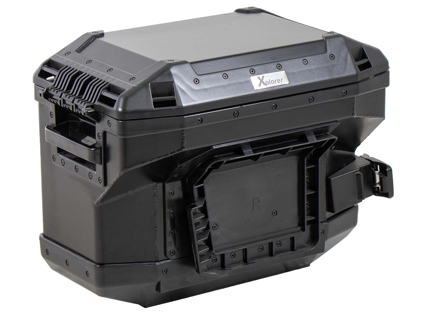 Side case Alu Xplorer 37 Cutout (cut out for exhaust) right black Hepco & Becker
