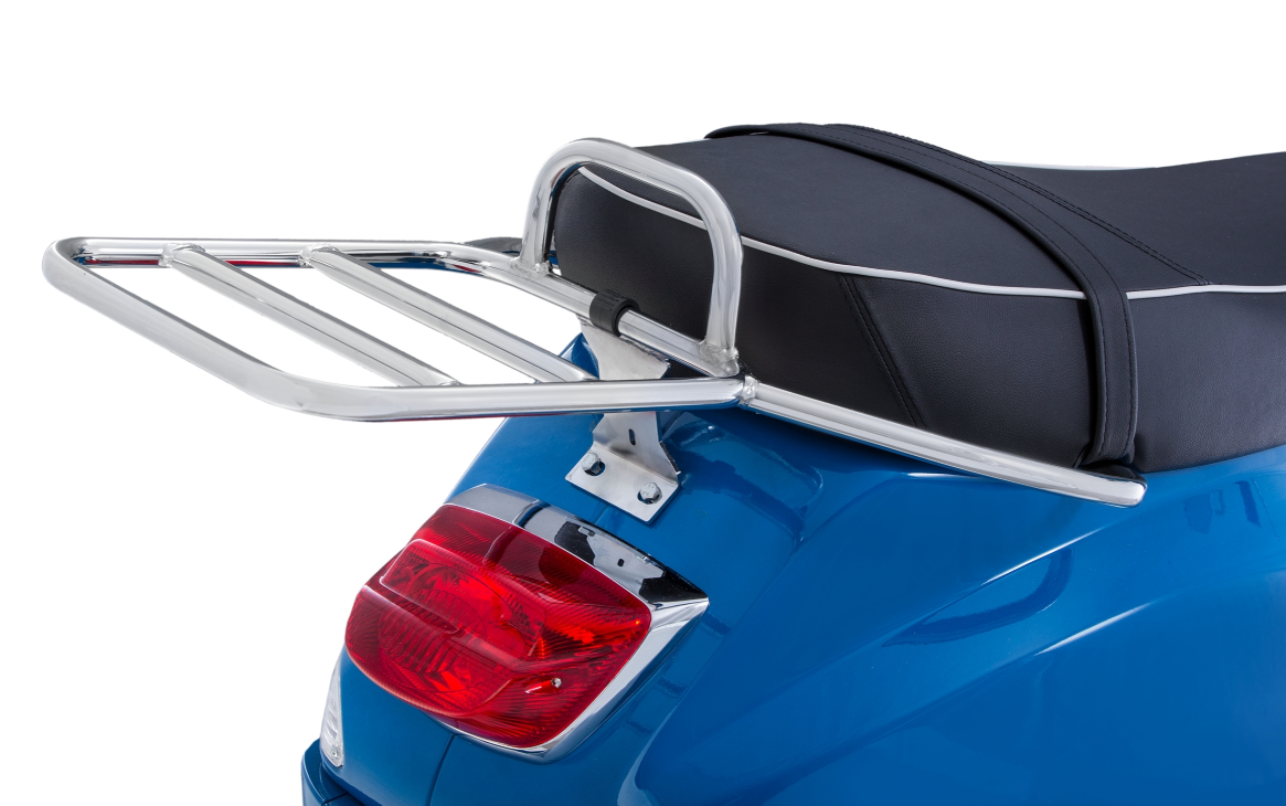 Rear luggage rack for Vespa LX/LXV/S 50-150cc, chrome