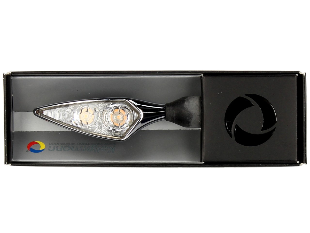 Kellermann turn signal, Rhombus Extreme, steel, LED, VR/HL, 12 V, shiny chrome, M8x20, E-tested