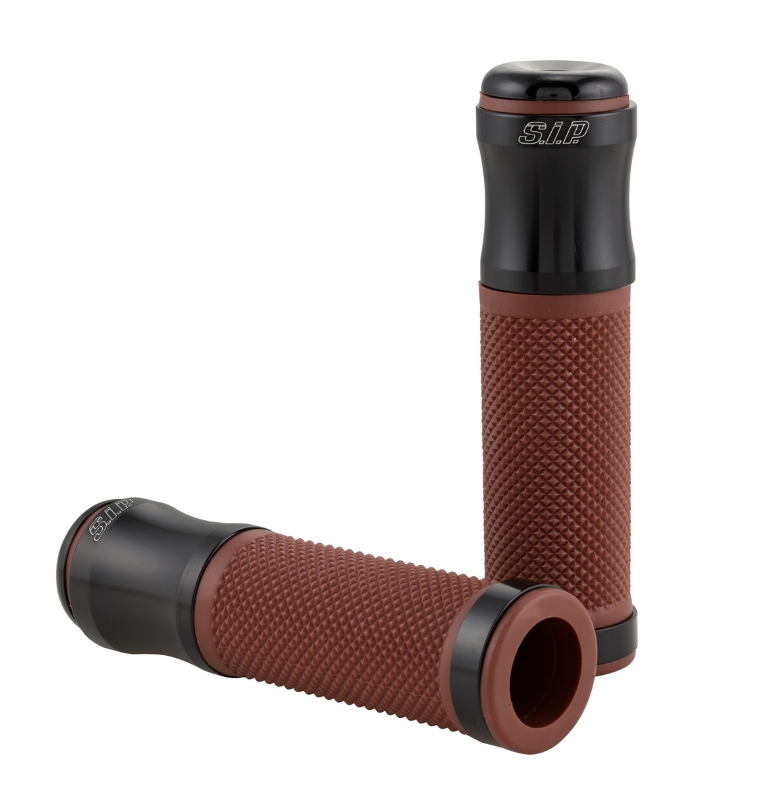 Grips Ø 24/24 mm, L 125 mm for Vespa PX 125-200cc, black shiny/brown
