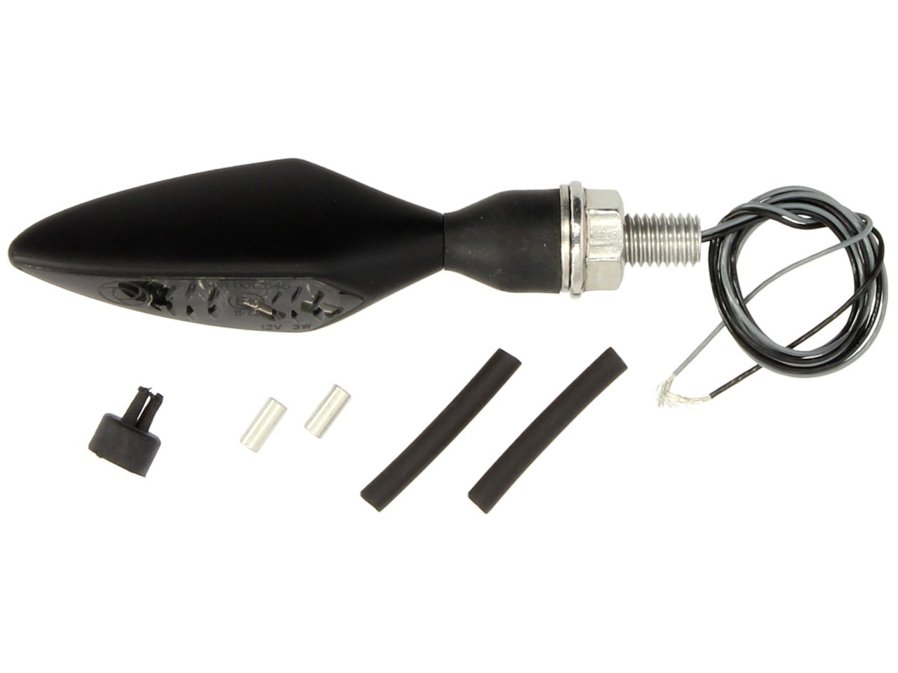 Kellermann turn signal, Rhombus Dark, steel, LED, VR/HL, 12 V, black satin, M8x20, E-tested