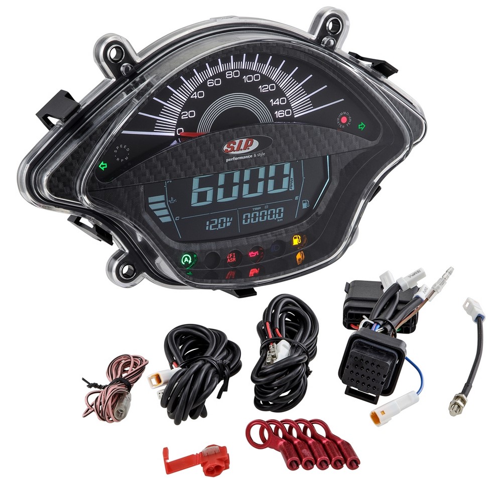 Tachometer/Speedometer for Vespa GTS/GTS Super 300cc FL ('14-), carbon-look