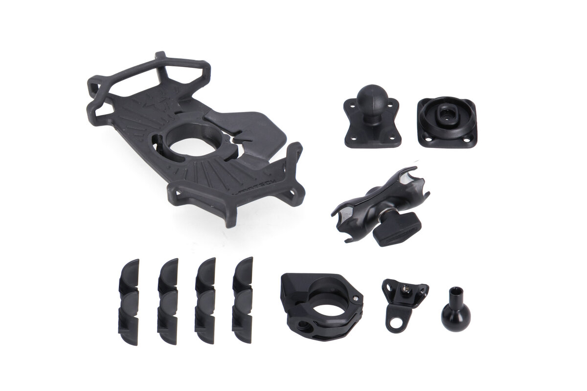 Universal navigation kit with T-Lock smartphone holder. Incl. 2" clamping arm. For handlebar/mirror thread