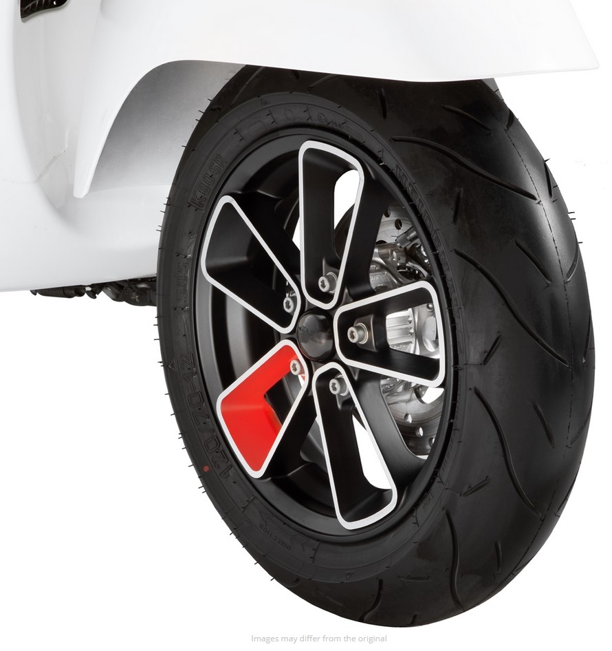Rim front/rear 12" for Vespa GTS/GTS Super/GTV/GT 60/GT/GT L 125-300cc, black matt/red