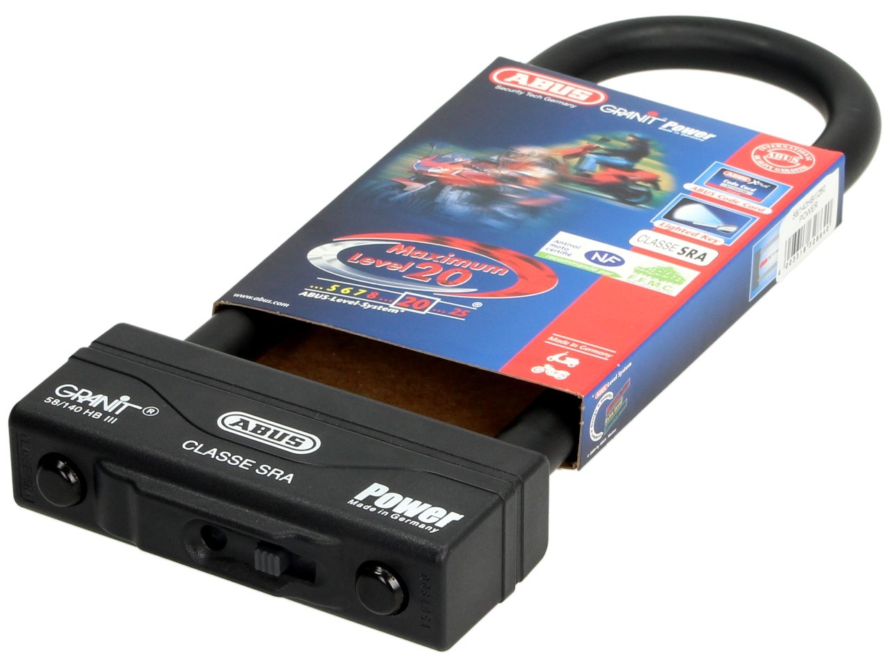 ABUS U-lock 260x83 Granit Power 58 for motorcycle, scooter & Vespa