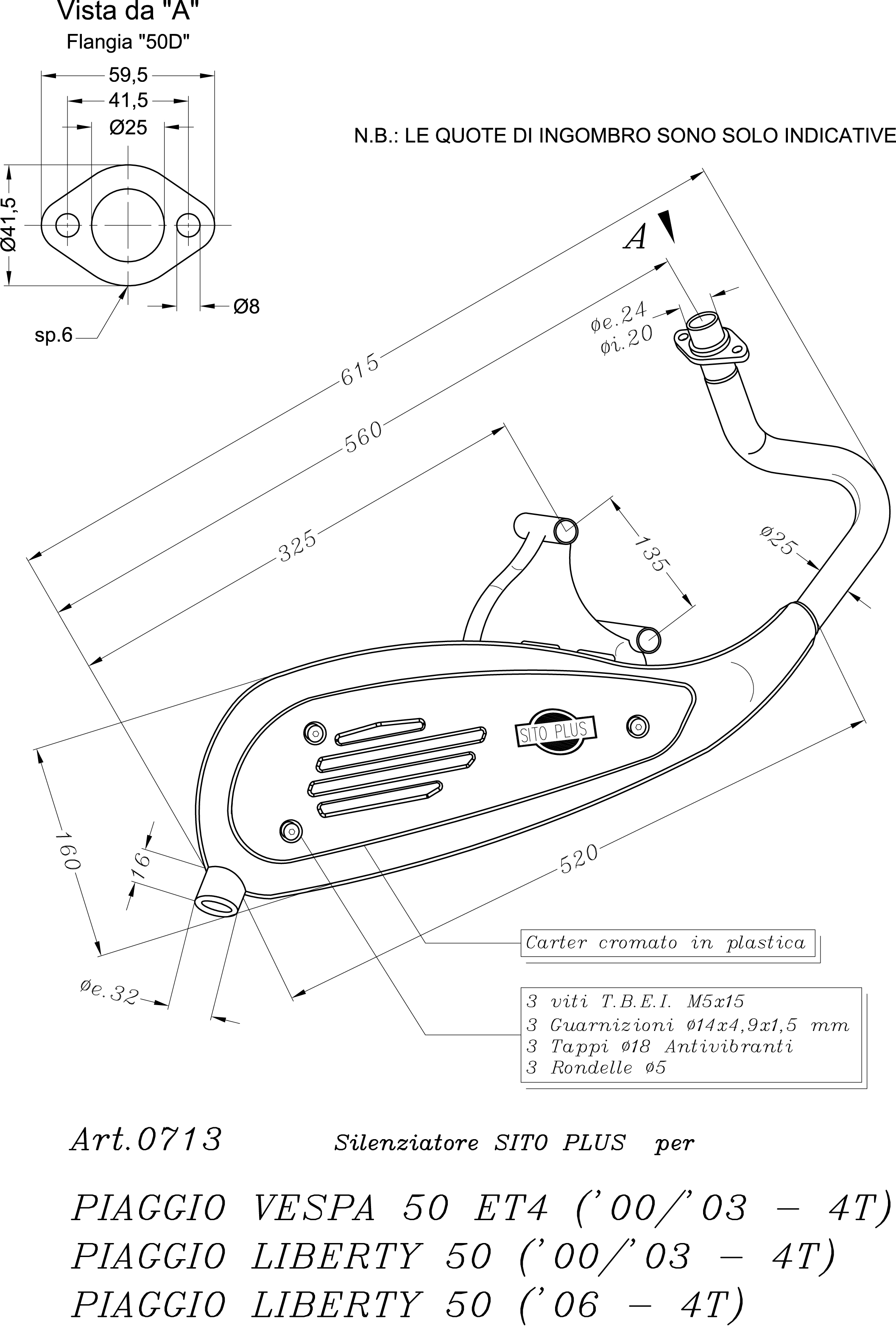 Sito / LeoVince exhaust system Sito Plus, steel for Piaggio / Vespa