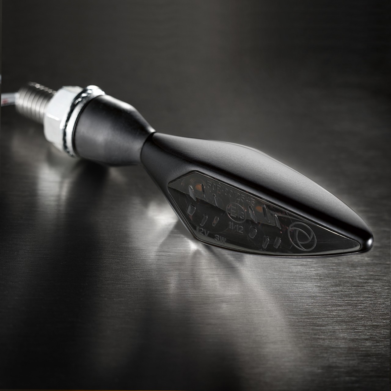 Kellermann turn signal, Rhombus Extreme, steel, LED, VR/HL, 12 V, black satin, M8x20, E-tested