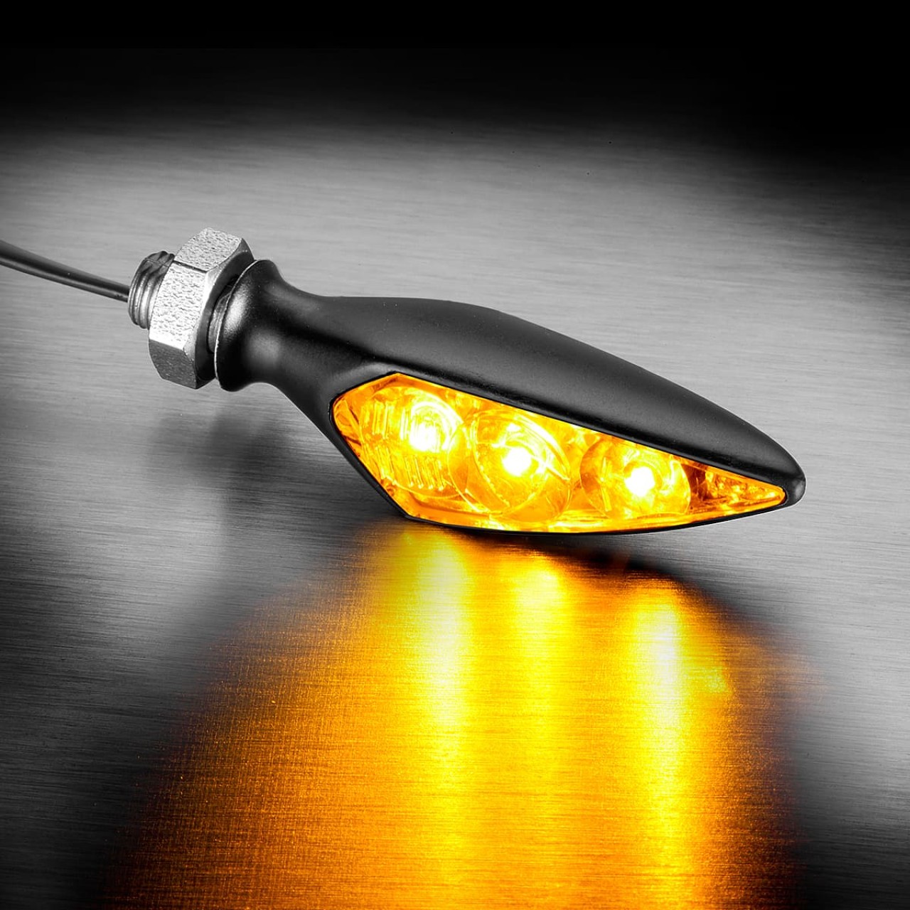 Kellermann turn signal, Rhombus S Dark, aluminum, LED, VL/HR, 12 V, black satin, M5x0,5x6,5