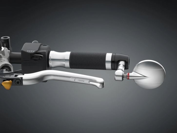 Handlebar end mirror RIZOMA "SPY-R" Ø 57 mm left or right for Vespa, black/silver anodized