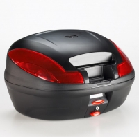 E470 Simply III MONOLOCK top case black with red reflectors and plate without cover Givi