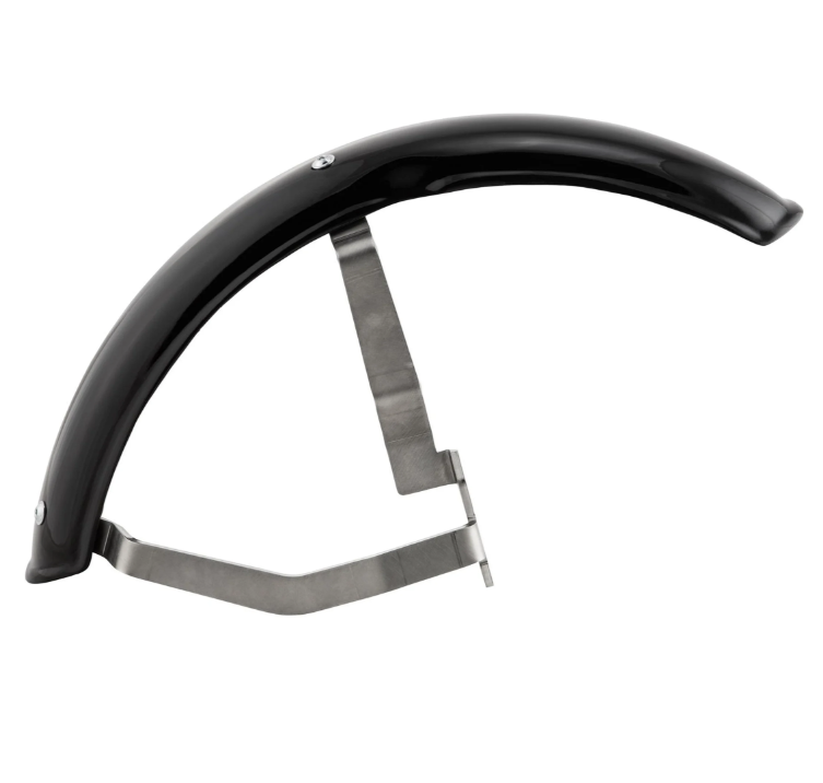Mudguard 2.0 Garelli EVO II for Vespa PX 80-200cc, GRP black, bracket stainless steel brushed