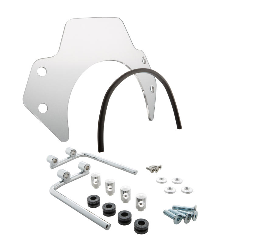 Flyscreen for Vespa PX 80-200cc, silver holder, clear