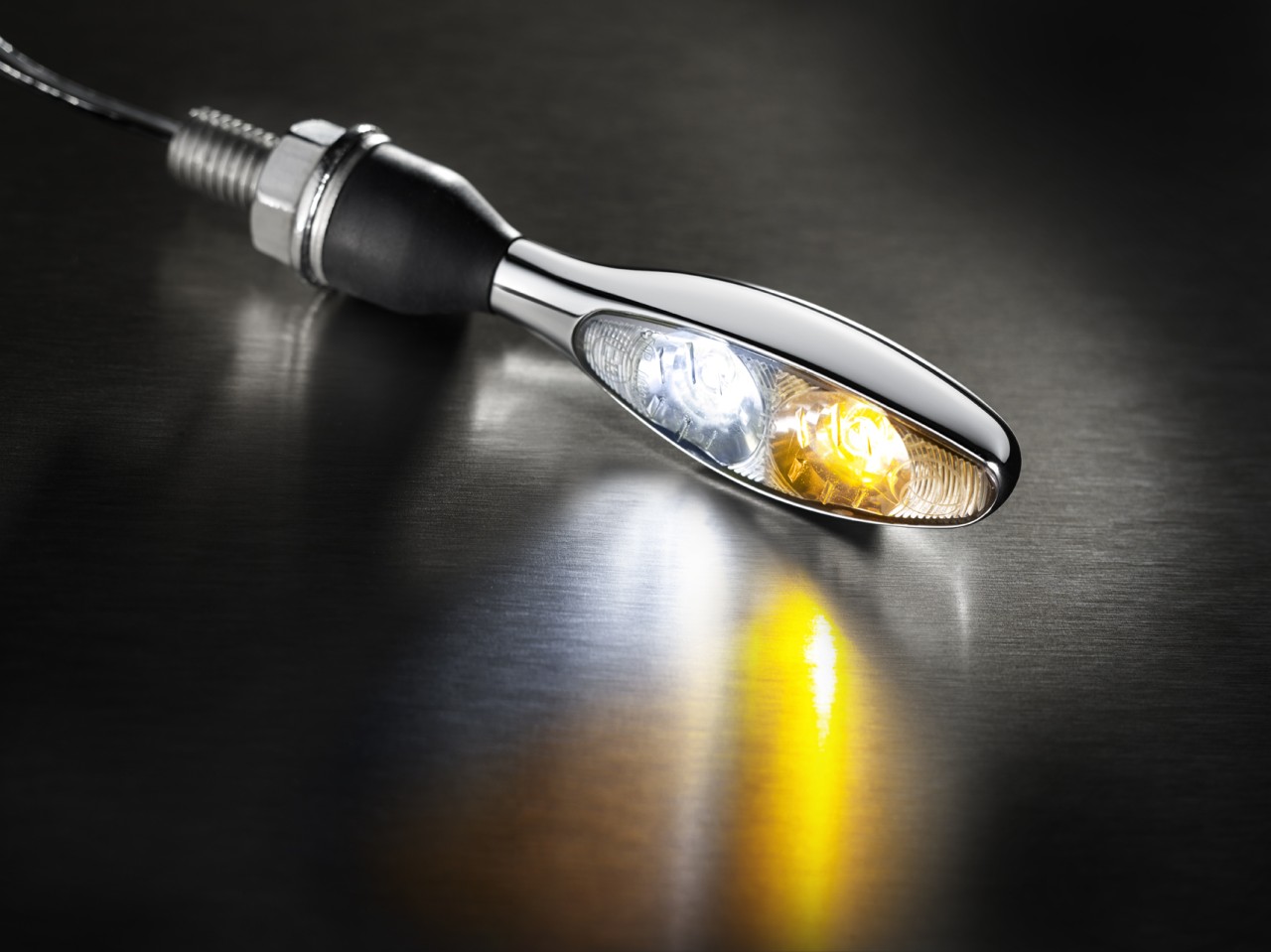 Kellermann turn signal with position light, Micro 1000 PL, steel, LED, VL/VR, 12 V, shiny chrome, M8x20