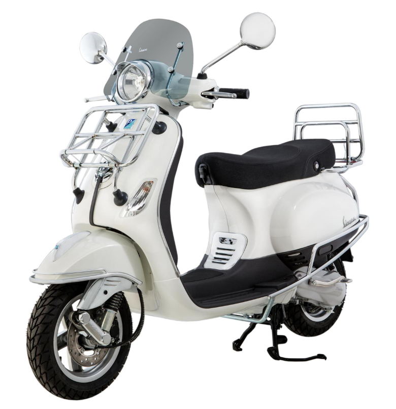 Luggage carrier front for Vespa LX /S 50-150cc, foldable, chrome