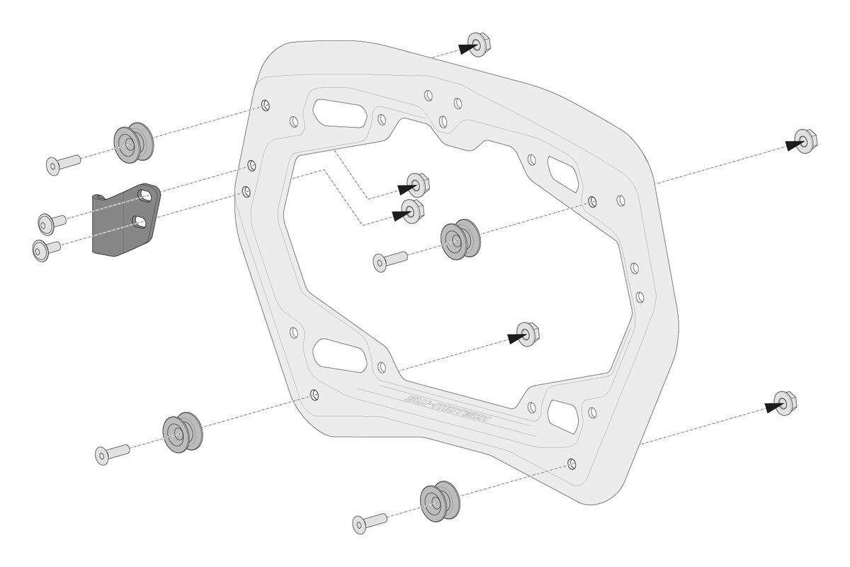 SW-Motech Adapter kit for PRO side carriers for TRAX, NANUK side cases, for 2 cases Original SW-Motech