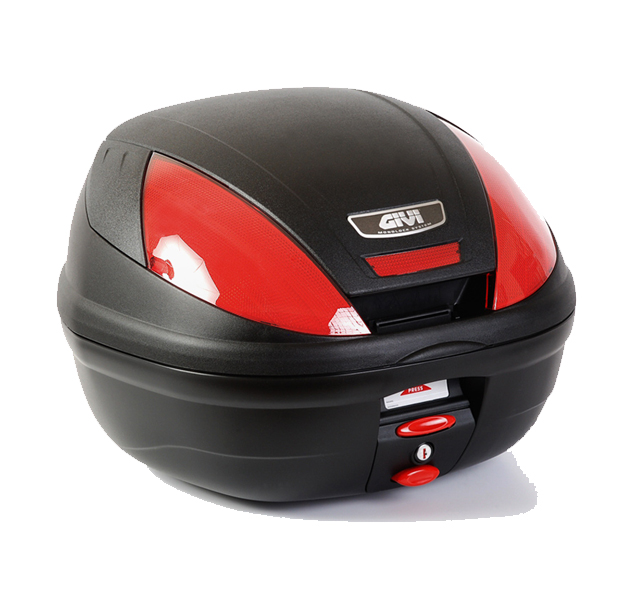 E370 MONOLOCK top case with red reflectors and Givi plate