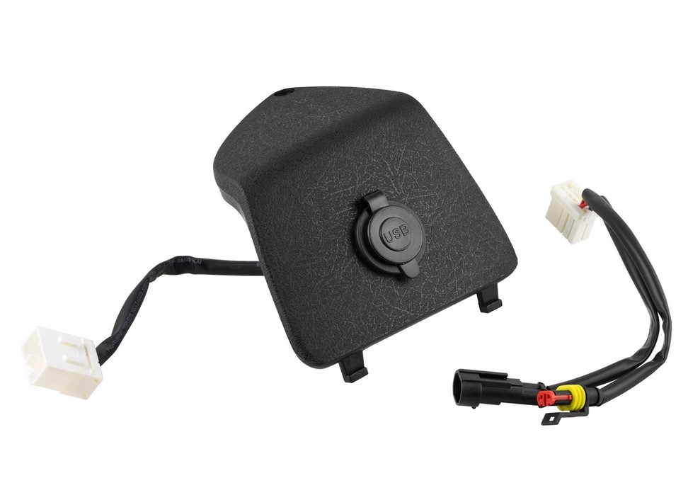 Luggage compartment cover left with USB connection for Vespa GTS/​GTS Super/​GTV/​GT, black