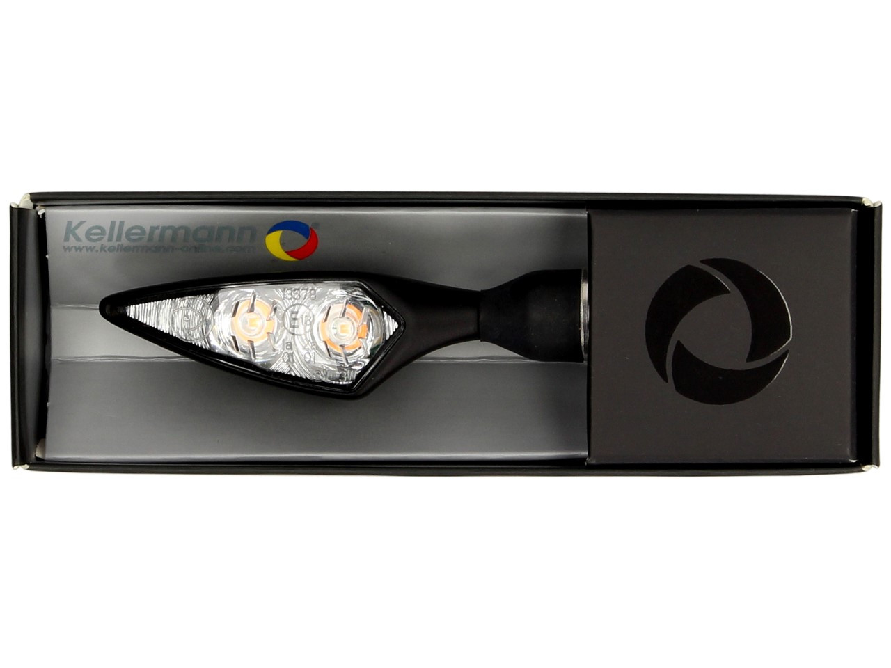 Kellermann turn signal, Rhombus Extreme, steel, LED, VR/HL, 12 V, black satin, M8x20, E-tested