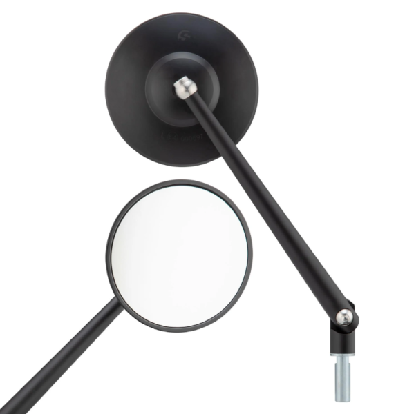 Standard mirror for Vespa, round, right-hand thread, lever length 170mm,  black matt anodized