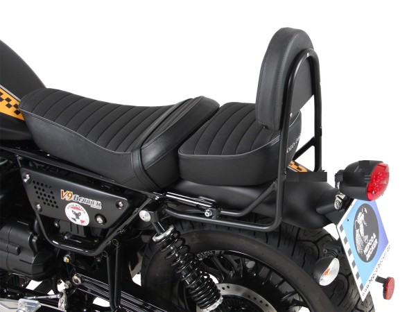 Sissybar without luggage rack black for V 9 Bobber (Bj.17-) model with long seat